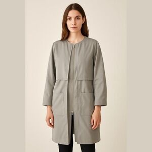 PORTS 1961 Silver Zip Front Trench Coat- Size 2